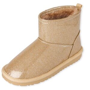 The Children's Place Girls Glitter Booties Gold Sparkly Toddler Boots Size 4